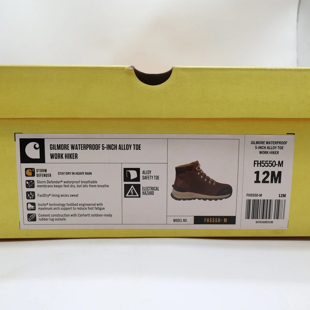 Carhartt Gilmore Work Boots Mens 12 M Brown Leather Alloy Toe Waterproof NWT